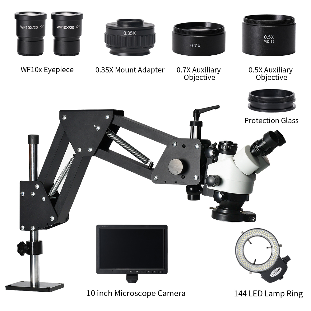 10inch 2K Resolution LED Illum - Trinocular Stereo Microscope 7X-45X 评论和价格