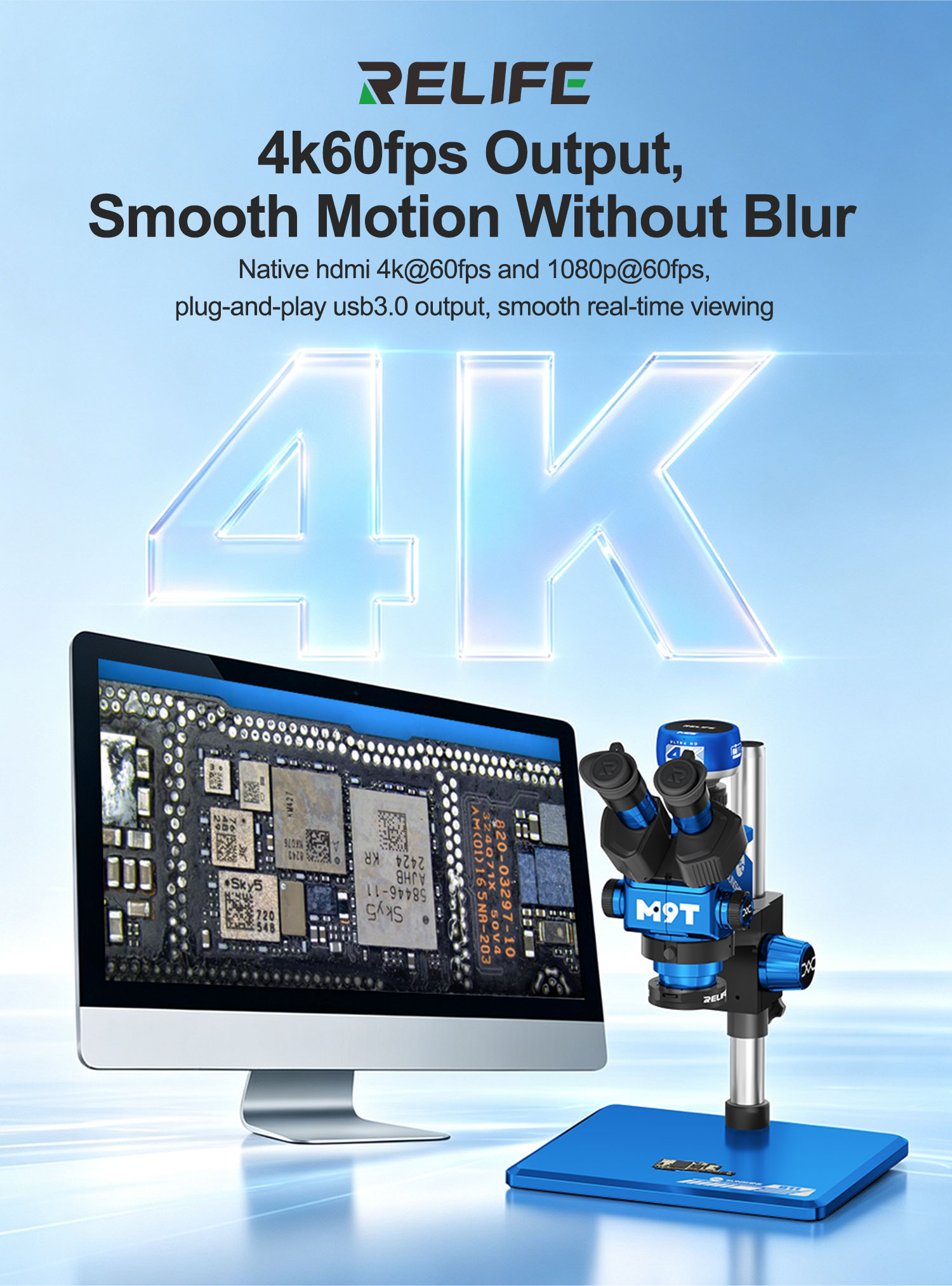 RELIFE MC5 4K 60FPS Microscope - 4K Microscope Camera Sony Sensor 评论和价格